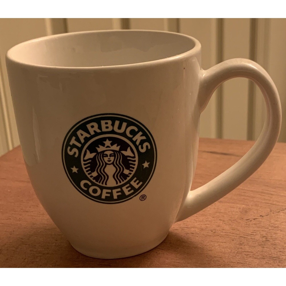Starbucks 2007 White Coffee Mug 14 Oz with Green Logo